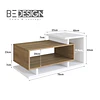 Vitrina 2 Puertas Vidrio Blanco + Mesa de Centro Bicolor Blanco Miel Estilo Nórdico
