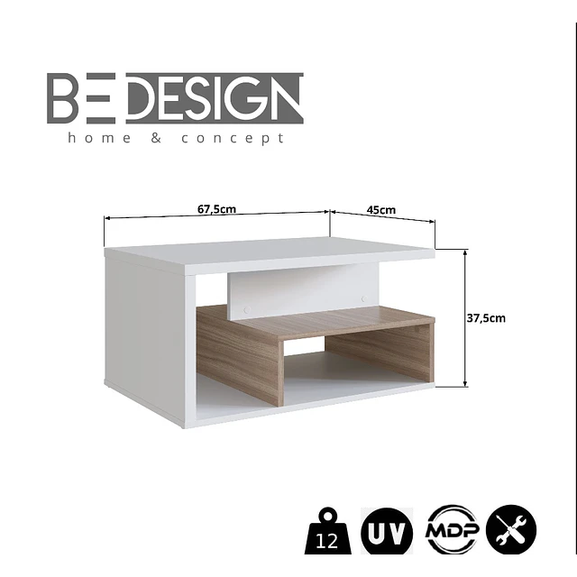 Vitrina 2 Puertas Vidrio Castaño +Mesa de Centro B92 Blanco Castaño 