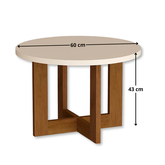 Mesa De Centro Redonda Be Perla+Mesa Lateral Be Perla