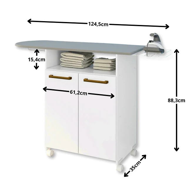 Mueble De Planchado Blanco Cinza