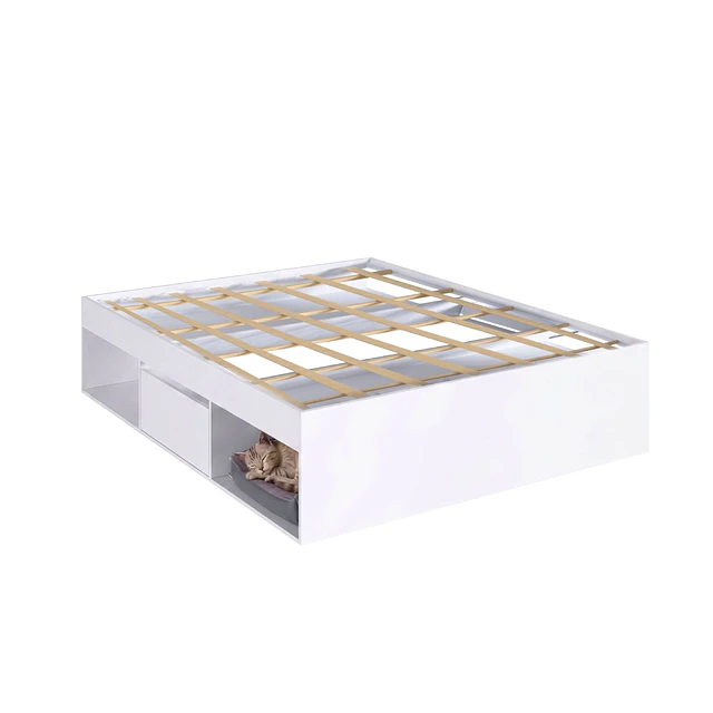 Cama Multifuncional 2 Plazas Be Design Pets Blanca con Cajones y Nicho para Mascota