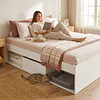 Cama Multifuncional 2 Plazas Be Design Pets Blanca con Cajones y Nicho para Mascota