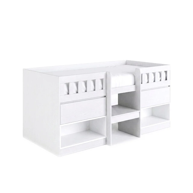 Cama Infantil Multifunción Alta 1 plaza Blanca