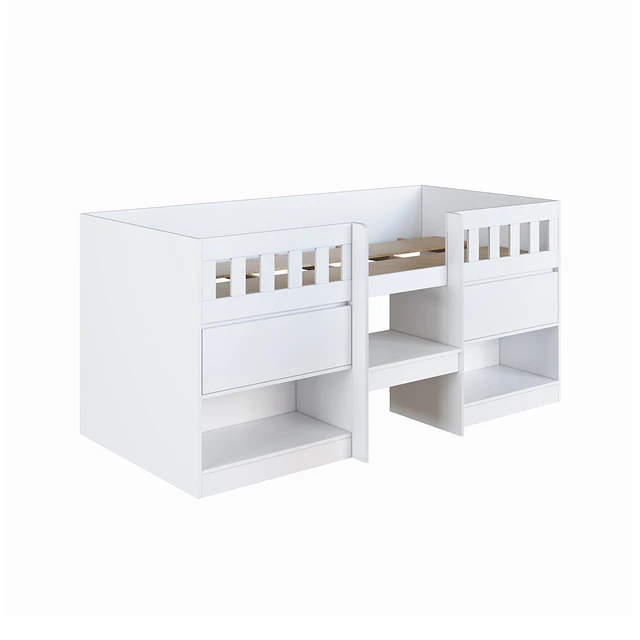 Cama Infantil Multifunción Alta 1 plaza Blanca
