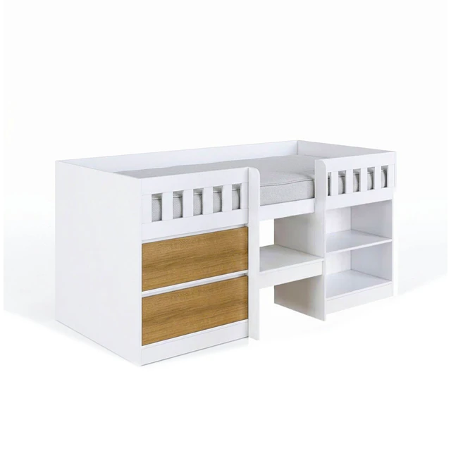 Cama Infantil Multifunción Alta 1 plaza Blanca Miel