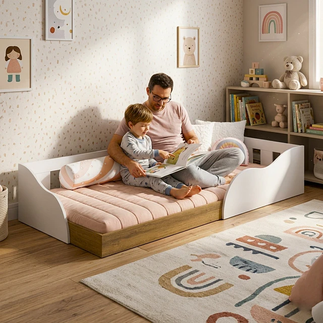 Cama Infantil 1 Plaza Montessori Memphis  Blanca 