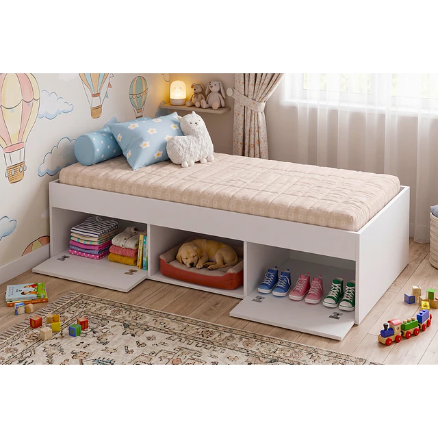 Cama Infantil Multifunción 1 Plaza Pets  Blanca 