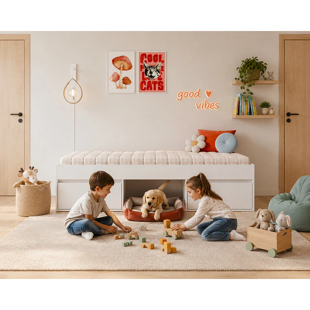 Cama Infantil Multifunción 1 Plaza Pets  Blanca 
