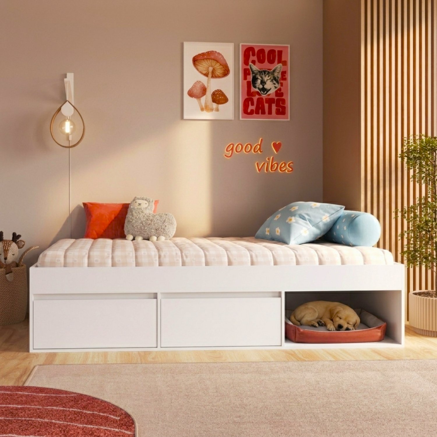 Cama Infantil Multifunción 1 Plaza Pets  Blanca