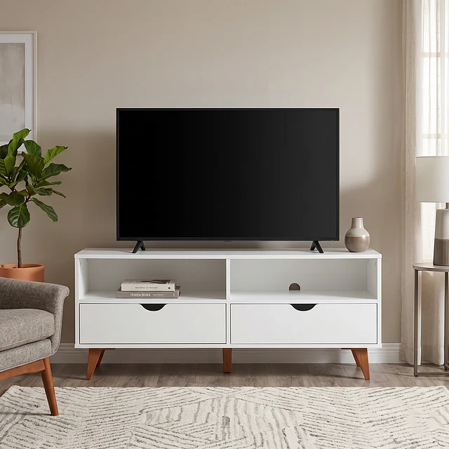 Rack de TV hasta 50" Block Blanco - Estilo Escandinavo Moderno Be Design (120x50.8x40 cm)
