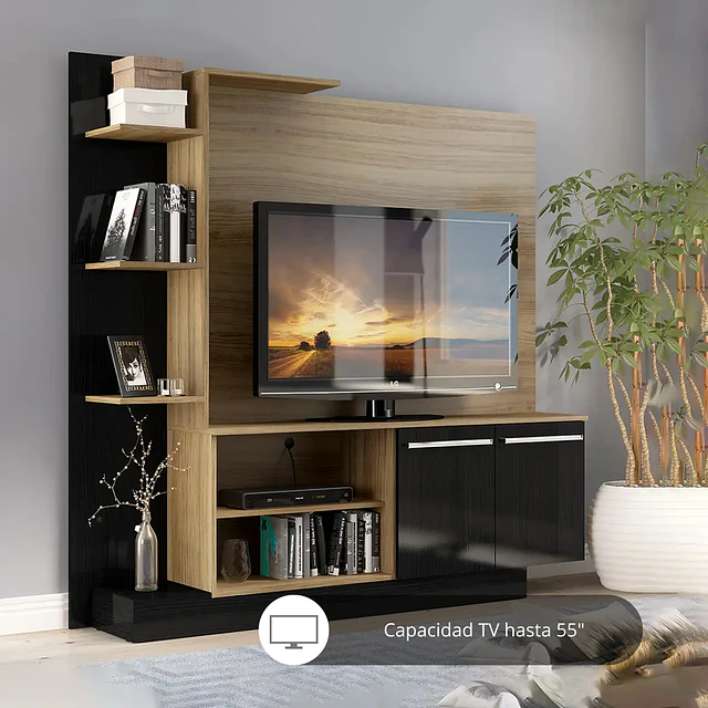 Rack Home con Panel para TV 55 " Verona Café Be desing (164X165X32,5 cms)