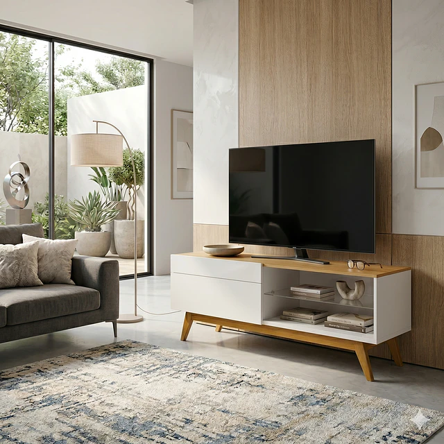 Rack Tv Stand Classic 12633 1.4 Cajon Blanco/Caramelo 