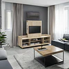 Rack de TV hasta 45" con Panel Integrado  9001 Aurora Beige - Estilo Contemporáneo Neutral Be Design (180x137x46,3 cm)
