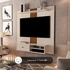 Panel Rack de Pared para TV 55" Perla Caramelo con Cajón Be design(136X133X29 cms)