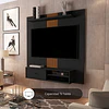 Panel Rack de Pared para TV 55"  Negro Caramelo con Cajón Be design (136X133X29 cms)