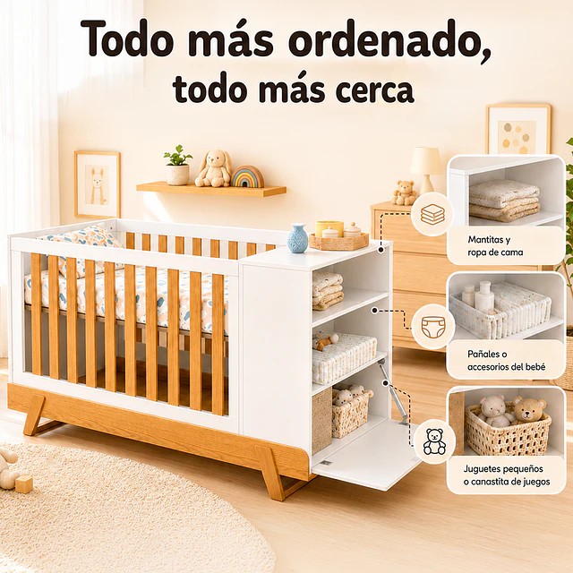 Cuna Evolutiva 6 en 1 Multi Etapas Maxx Kidscool – Blanco Eco-Wood