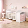 Cuna con Mudador Bambini Rosado+Colchon Cuna Baby Box 130x60