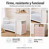 Cuna con Mudador Bambini Rosado+Colchon Cuna Baby Box 130x60