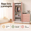 Closet Armario Infantil con Cómoda Kidscool Pimpolho Rosado