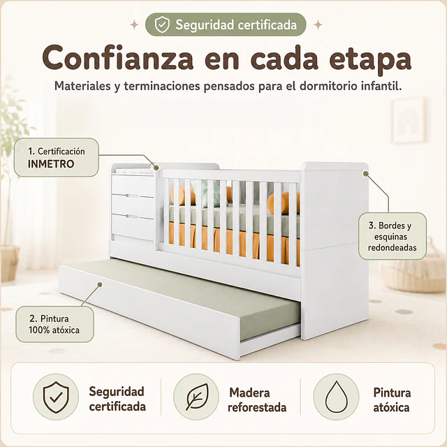 Cuna Multifuncional Evolutiva Cleo Blanca Kidscool