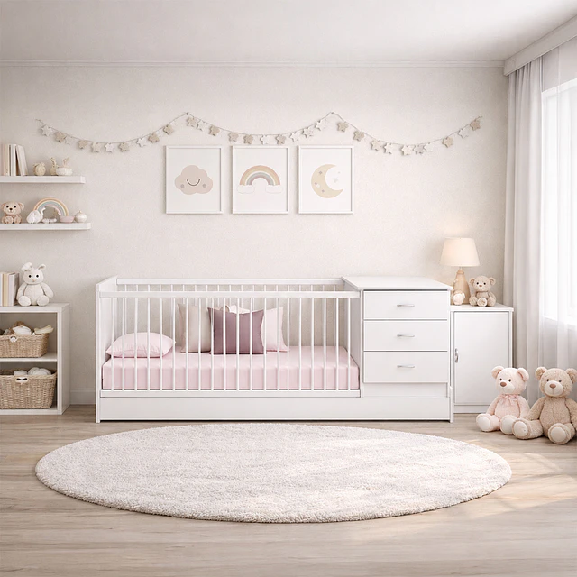 Cuna Cama Evolutiva Multifunción Kippi Blanca Kidscool  