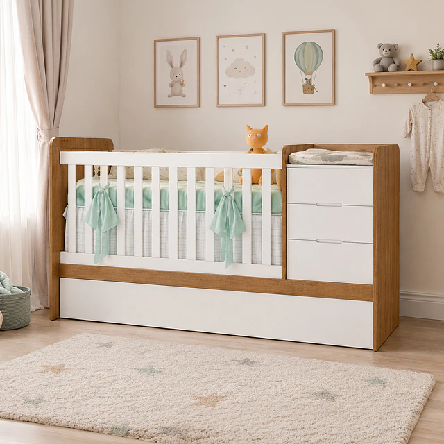 Cuna Multifuncional Evolutiva Cleo Blanco y café Kidscool
