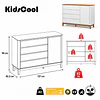 Cómoda Mudador Infantil Kidscool Flow Blanca Eco Wood 4 Cajones 1 Puerta