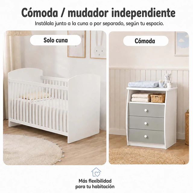 Cuna con Mudador Bambini Gris