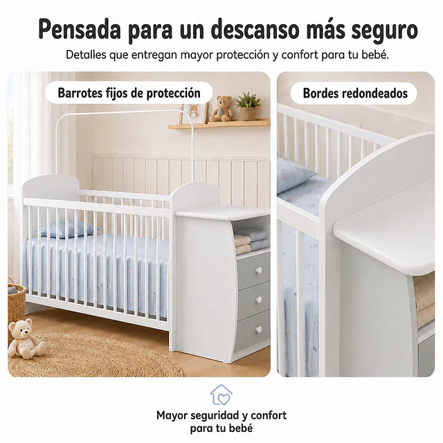 Cuna con Mudador Bambini Gris