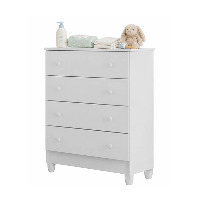 Cómoda Infantil Kidscool Mel 4 Cajones Blanco 