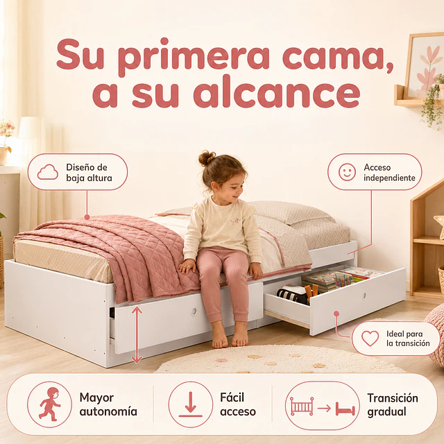 Cama Infantil con Cajones Cariño Blanca