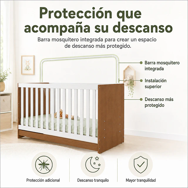 Cuna Evolutiva 3 en 1 New Kidscool Blanca Café MDP
