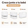 Cuna Bebé Progresiva 3 Funciones Sognare Blanca Ovalada 