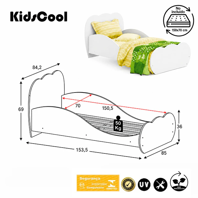 Mini Cama Transición Nube Blanca 