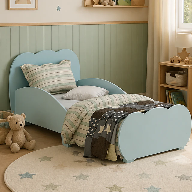 Mini Cama Transición Nube Celeste