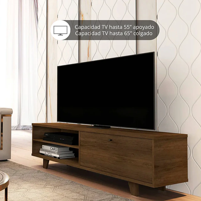 Rack Buffet Arrimo Hasta 55" Apoyado / 65" Colgado  Canela - Estilo Moderno Neutral Be Design (160x53.5x45.5 cm)