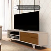 Rack Buffet Arrimo Hasta 55" Apoyado / 65" Colgado  Perla Caramelo - Estilo Moderno Neutral Be Design (160x53.5x45.5 cm)