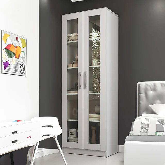 Vitrina 2 Puertas Vidrio Blanco 