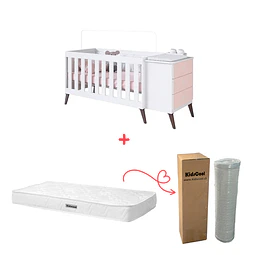 Cuna Con Cajonera Encanto Rosada+Colchon Cuna Baby Box 130x60
