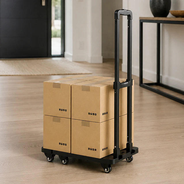 Carro Yegua de Carga Plegable 6 Ruedas Base Extensible Be Design Negro 56.5 x 32 cm 