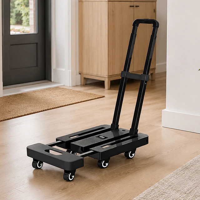 Carro Yegua de Carga Plegable 6 Ruedas Base Extensible Be Design Negro 56.5 x 32 cm 