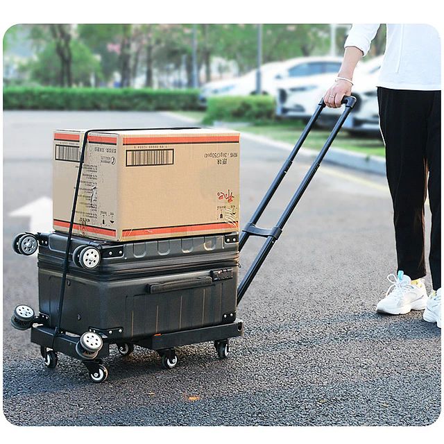 Carro Yegua de Carga Plegable 6 Ruedas Base Extensible Be Design Negro 56.5 x 32 cm 