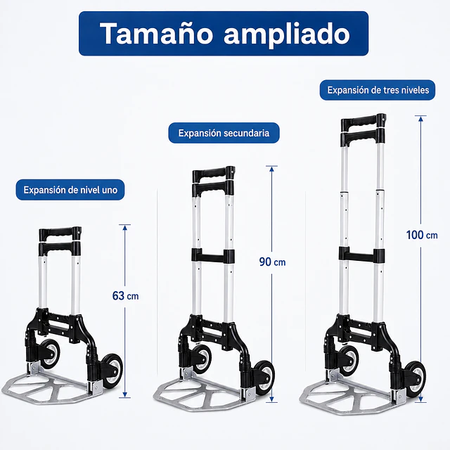 Carro Yegua De Carga Plegable Aluminio Be Design Ruedas De Goma 100 X 38.5 X 27 cm 