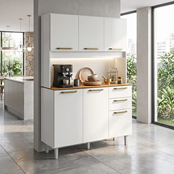 Mueble de Cocina Alacena Despensa Blanco MDP 174x120.2x37.8 cm Be Design 