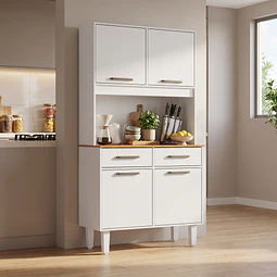 Mueble Alacena De Cocina Blanco 4 Puertas 2 Cajones MDP Be desing 168,4 X 90,8 X 36,3 cm. 
