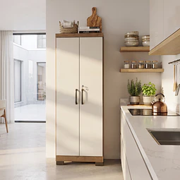 Alacena Armario Multiuso 2 Puertas con Llave Canela Arena 187x60.9x37.3 cm MDP Be Design