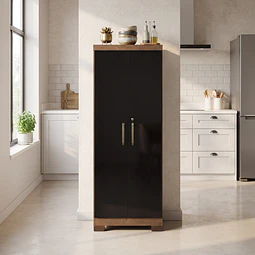 Alacena Armario Multiuso 2 Puertas con Llave Canela Negro 187x60.9x37.3 cm MDP Be Design