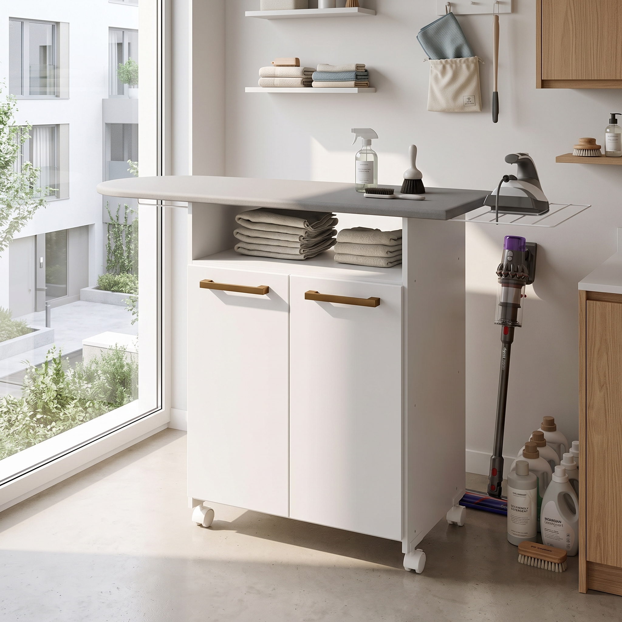 Mueble De Planchado Blanco Cinza
