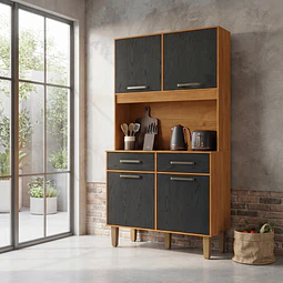 Mueble Alacena De Cocina Negro 4 Puertas 2 Cajones MDP Be desing 168,4 X 90,8 X 36,3 cm. - Preventa 24 de Septiembre
