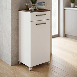 Mueble Multiuso Auxiliar de Cocina con Ruedas Blanco 86.5x36x36.3 cm MDP Be Design. - Preventa 24 de Septiembre